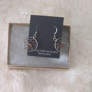Sterling Silver Dreamcatcher Dangle Earrings Handcrafted Southwestern Boho Art